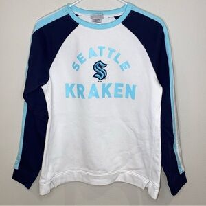 Seattle Kraken NHL Crewneck Sweatshirt Woman's Size Small White Blue